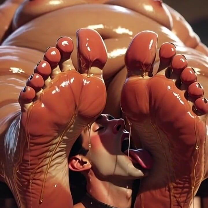 SSBBW Makes Skinny Slave Lick Her Sweaty Feet
