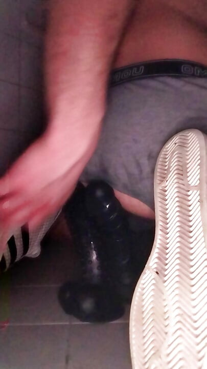 Public Toilet, Two Dildos Horny Ridden