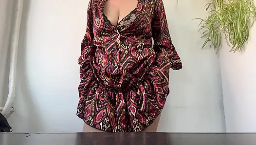 Hot sexy milf rubs her pussy through pantyhose