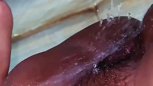 Single BBW Hot Girl After Sex She Is Pee in Public Toilet - Hairy Big Pussy