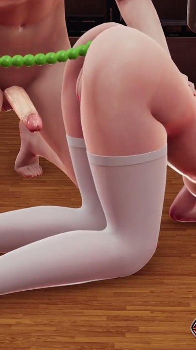 Varm lyserød hår anime pige 3D Hentai - Brystleg, anal vibrator til stram røv stimulation og fingring | Klip 1