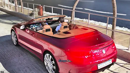 Simon daha iyi bir manzara için Sue'nun peşinden geliyor ve acımasız bir arabada seks gecesinde mahsur kaldı (3D)