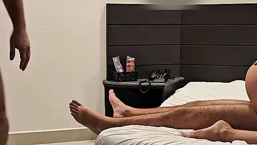 I'm a hot wife and I shared the male's cock with my husband who sucked like a faggot