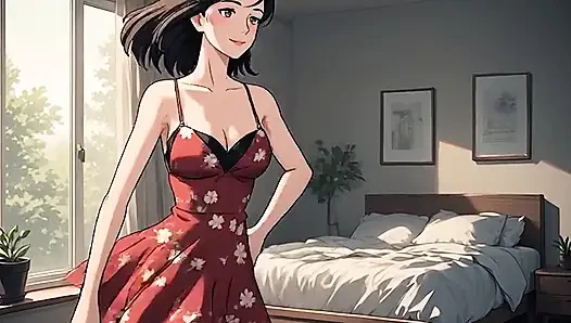 AI Generierte Cartoon, unzensiertes video von molligen geschwollenen brustwarzen von 18-jähriger Hentai MILF, 3D Cartoon-Video