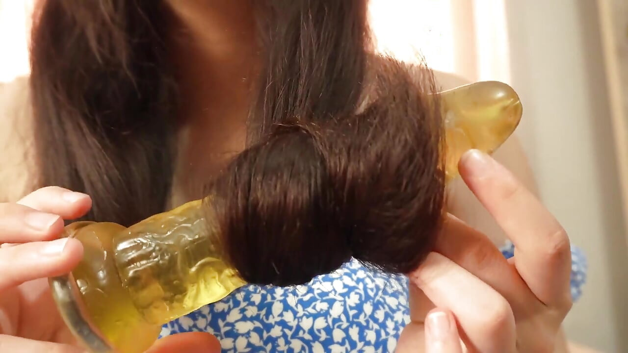I Play with My Hair with a Dildo and I Tickle the Dildo with My Belly and Play with It Then I Sculpt My Hair and Make Asmr