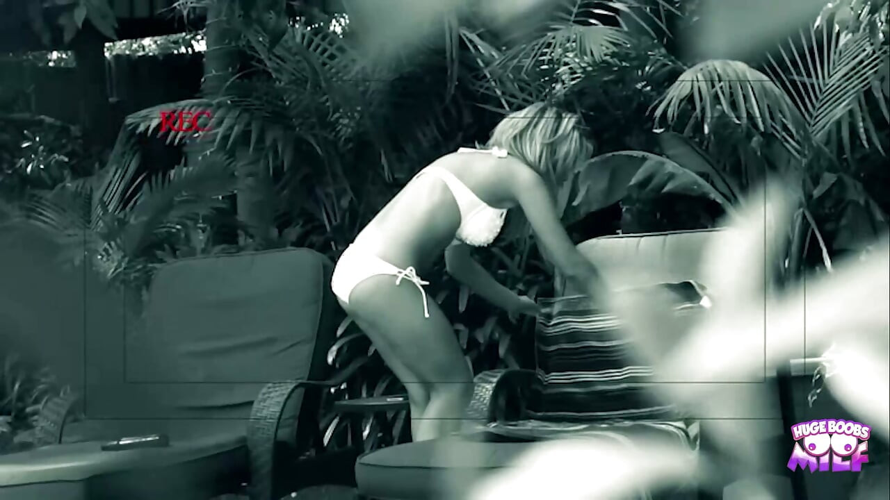 A blonde with a tight body gets spied on while masturbating and banging her man