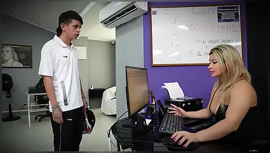 I discover my virgin employee watching porn in the office and I end up with my ass full of milk