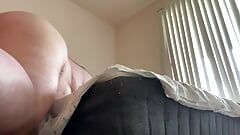 Hairy FTM Super Horny Bedcorner humping and pussy stuffing