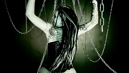 chained up and fucked by the fuck machine