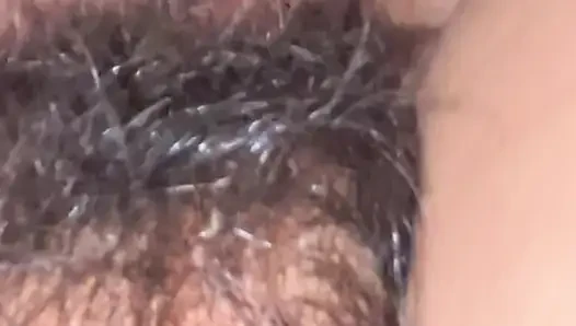 How delicious this hairy vagina eats her dick
