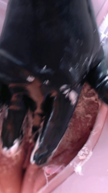 Jaw-dropping moment from "Pussy cake splosh food fetish, wet and messy, pvc catsuit"