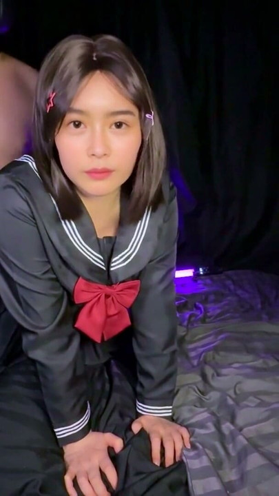 Creampie massive overflow with cute student girl in uniform. | Clip 1