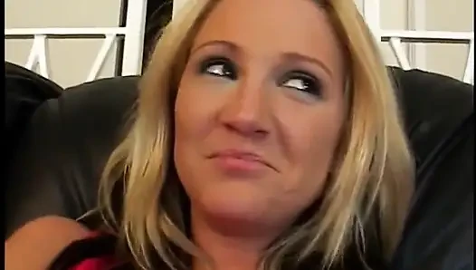 Blind-folded blonde gets a vibrator inserted in her tight pink pussy