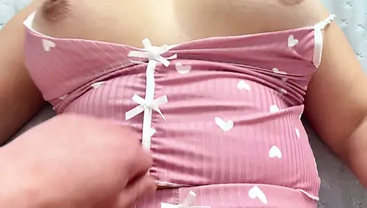 Milana was caressing her genitals through her shorts, and this turned me on a lot, so I had sex with her.