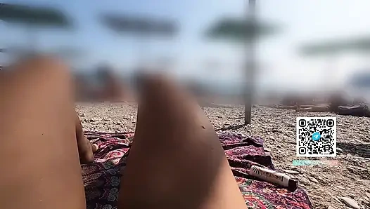 SUNBATHING ON THE BEACH I TEASE PASSERSBY AND THEY LOVE IT