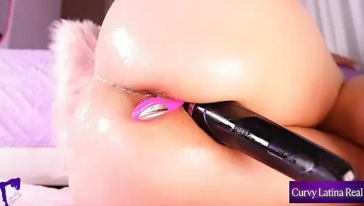 Webcam - tante seksi latina yang tukang selingkuh lagi asik muasin memeknya pakai vibrator dan dildo - close up