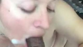 White girl is so sloppy with a black dick in her mouth