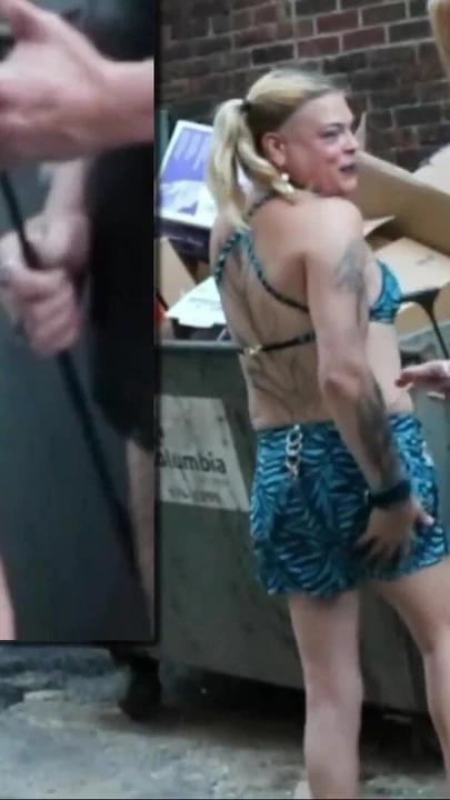 Key moment from "Sexy Goth Trans-Lesbian Public Spanking PDA Striptease"