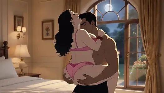Hintli hintli kadın ofiste hintçe sesli animasyon videosuyla seks yapıyor