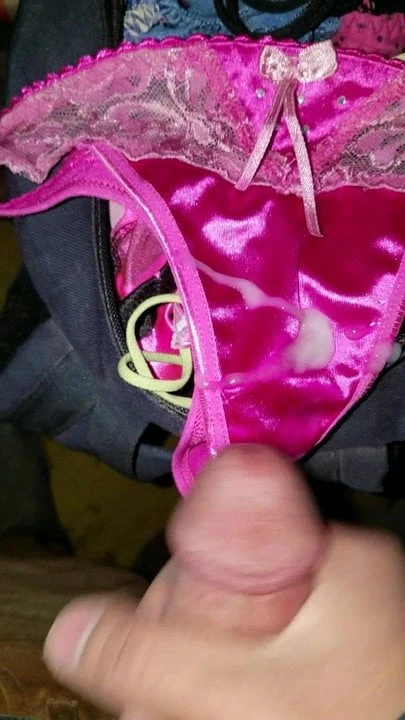 Cumming on pink thong