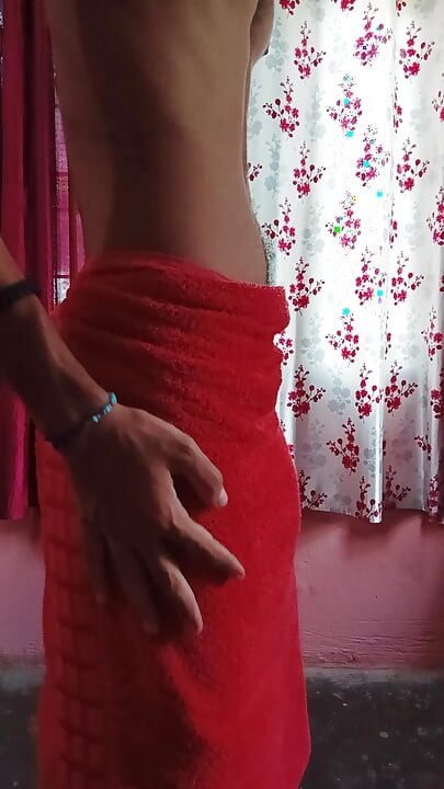 Indian hot body after shower with hot thick cock.