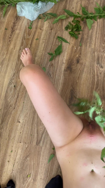 Stinging nettles training for the submissive slut
