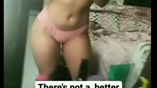 Indian girl showing her new pink panty to his boyfriend