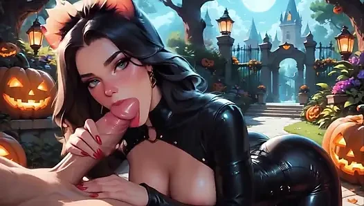 Feline menyamar untuk halloween ai
