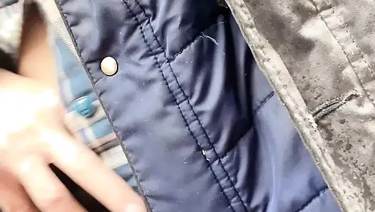 pussy pissing  water on the rock