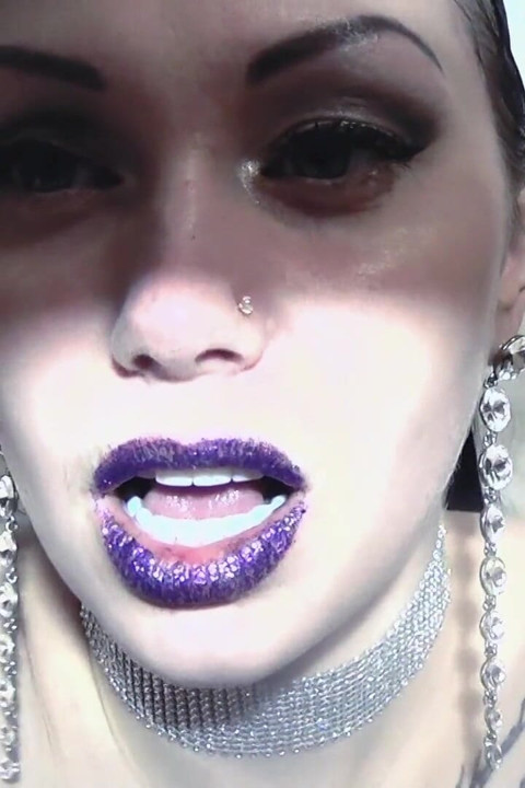 Purple glittery kissing & lip smelling