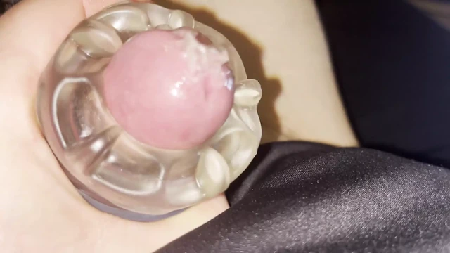 Cum into tight Condom with Fleshlight