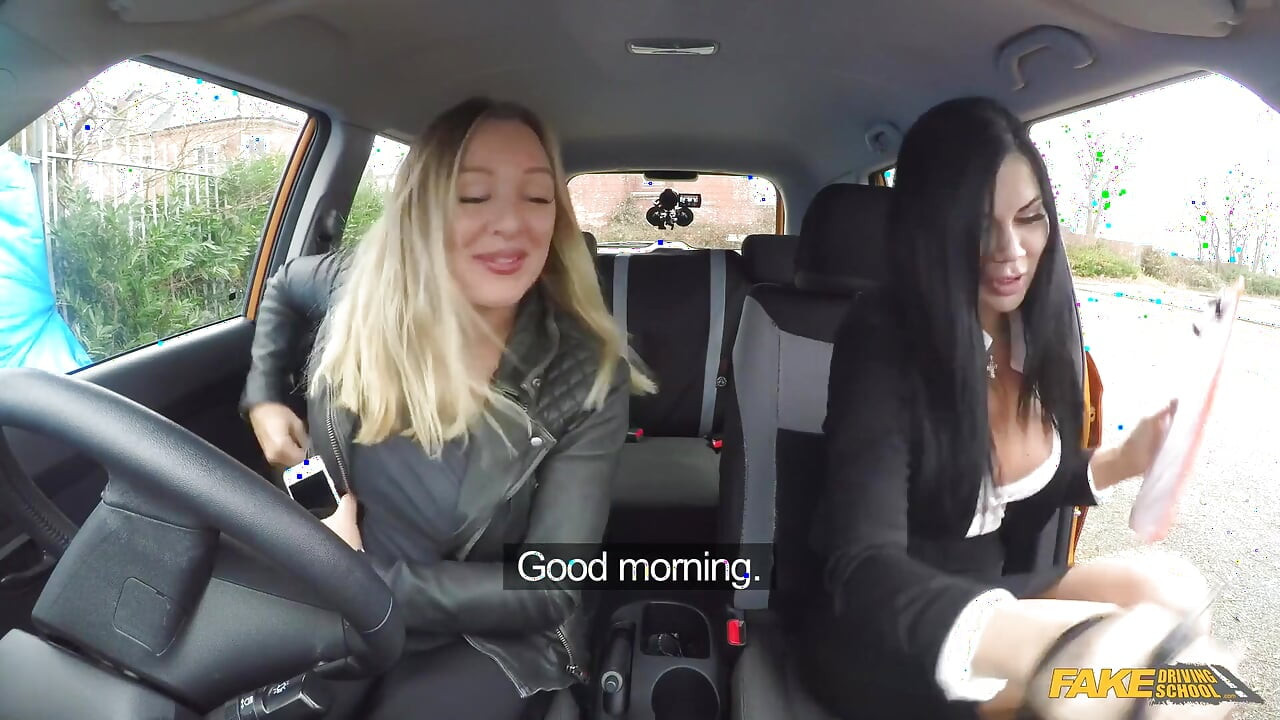 Fake Driving School - Fake Driving School Instructor Saves a Hot Friend From Failing with a Steamy Lesbo Front Seat Session