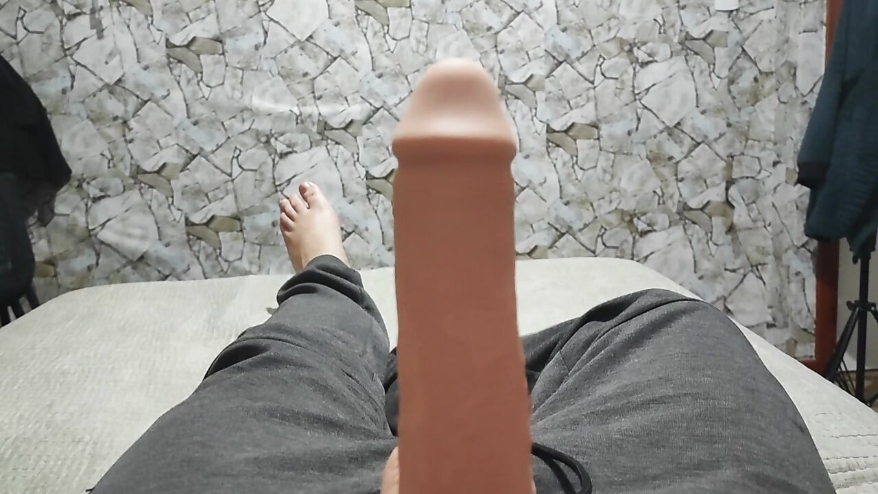Amateur twink with big cock masturbates alone at home
