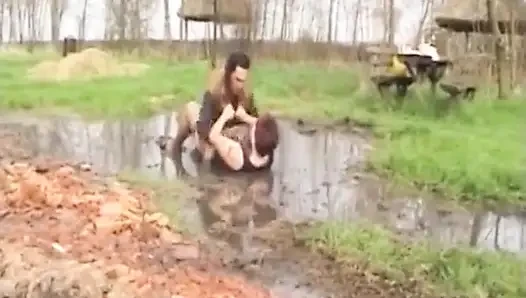 Wild Mud Wrestling Turns Into Hardcore Bedroom Sex