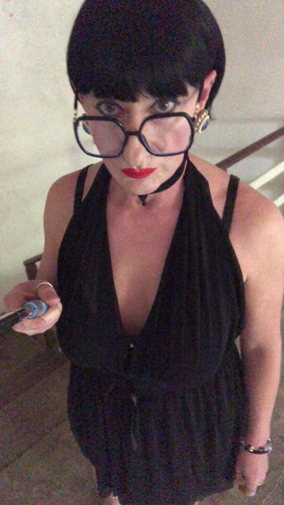 Fetish sissy milf Andreina wearing saturday night dress