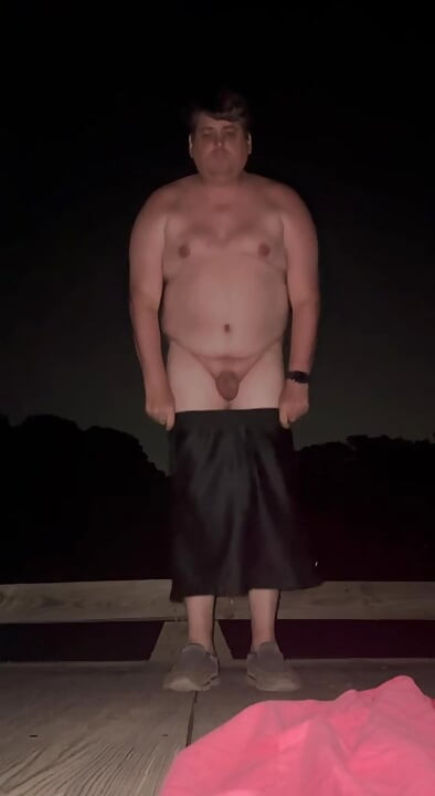 Getting naked and throwing my clothes off a bridge into a stream