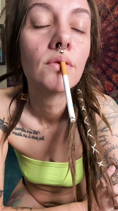 Smoking MILF Masturbating Wearing Black Panties