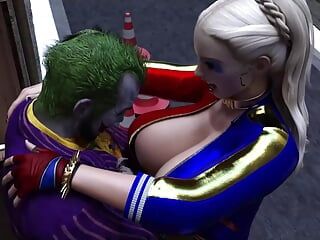 Joker rucha Harley Quinn w brudny zaułek