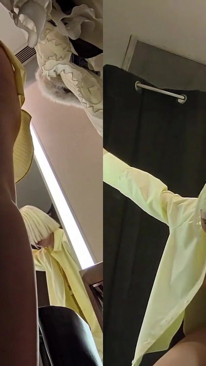 Jaw-dropping moment from "Sexy Blonde with big tits try on haul transparent clothes. Video from public locker room"
