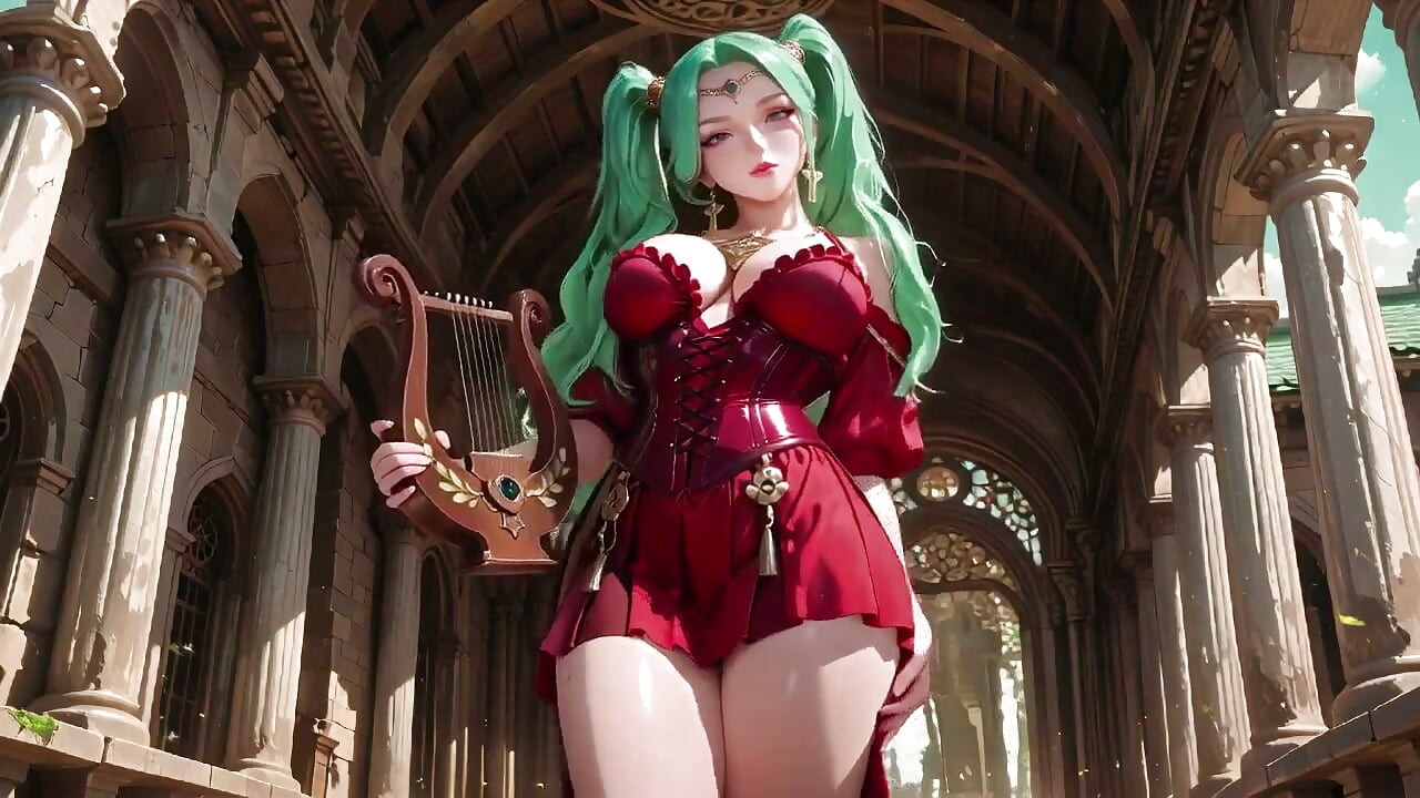 ¡Candado de pelo verde! Armadura de batalla roja en la arcade clásica, falda de hendidura provocando cada movimiento