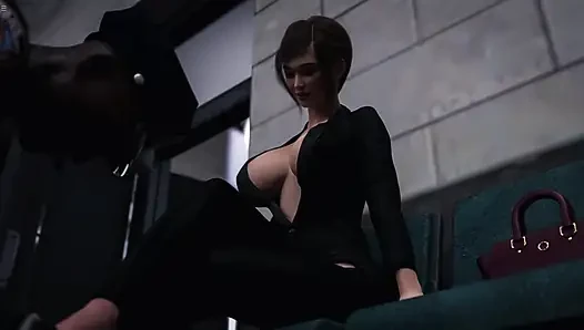 Gadis Jepang memberikan boobjob kepada petugas kulit hitam kontol besar