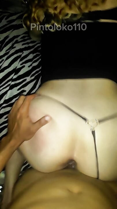 Putting it in the ass of the mature blonde milf who came on my cock