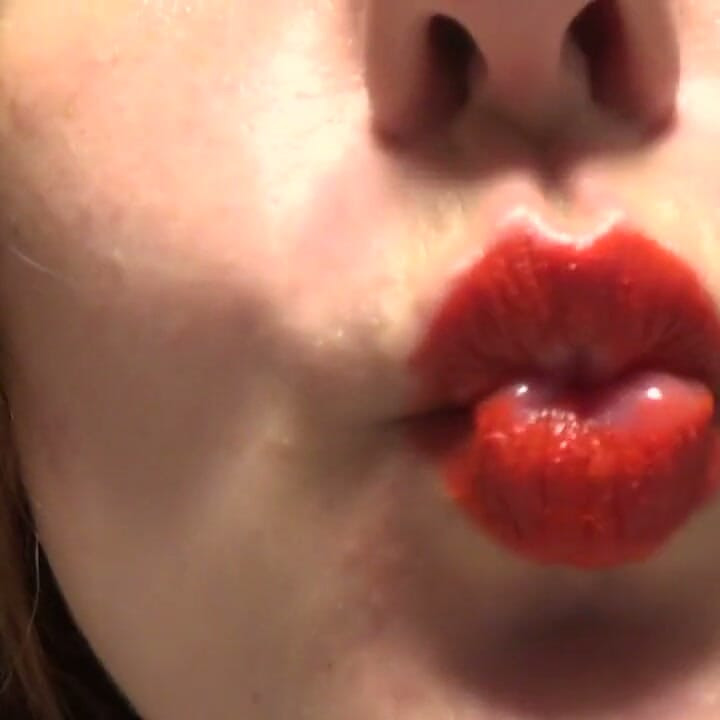 French kissing with me! Red lipstick fetish!