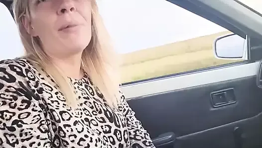 Cute Blonde Sucking and Licking My Dick Head Until I Cream Her Mouth While Driving