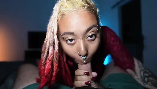 POV Quickie Creampie Before Bed - Pretty Mixed Girl with Dreads & Big Ass