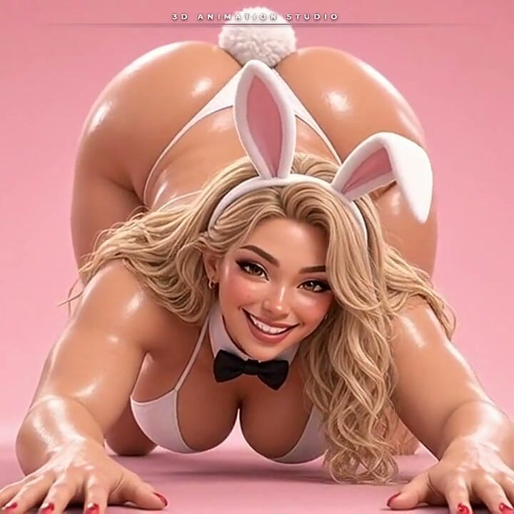 Gigante rubia con orejas de conejita te muestra sus enormes plantas aceitadas - POV de giantess provocativa