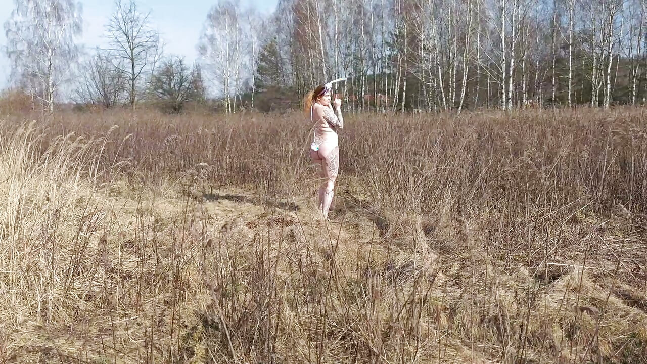 Polish Rabbit Fucked in the Field. He Sucks Cock Until He Cums on His Tits