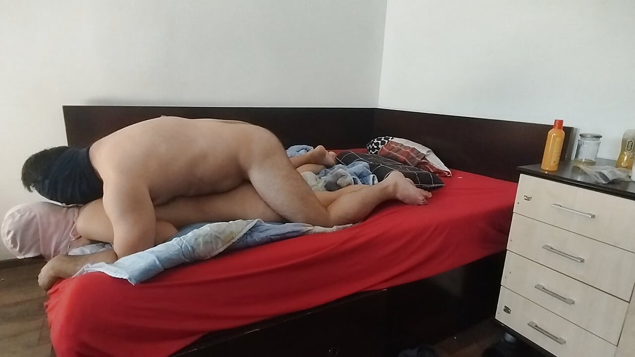 Hot foreplay with a couple, oil massage of the body.