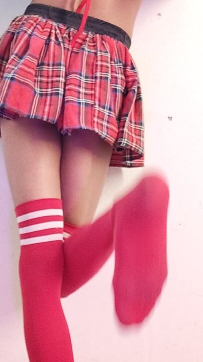 Cumshot in sexy school uniform.