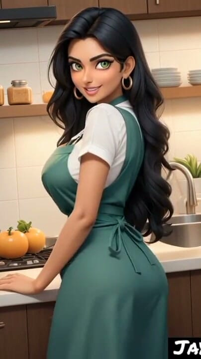 Indian girl Jaya Anjali in her kitchen (Ai model) | Clip 1